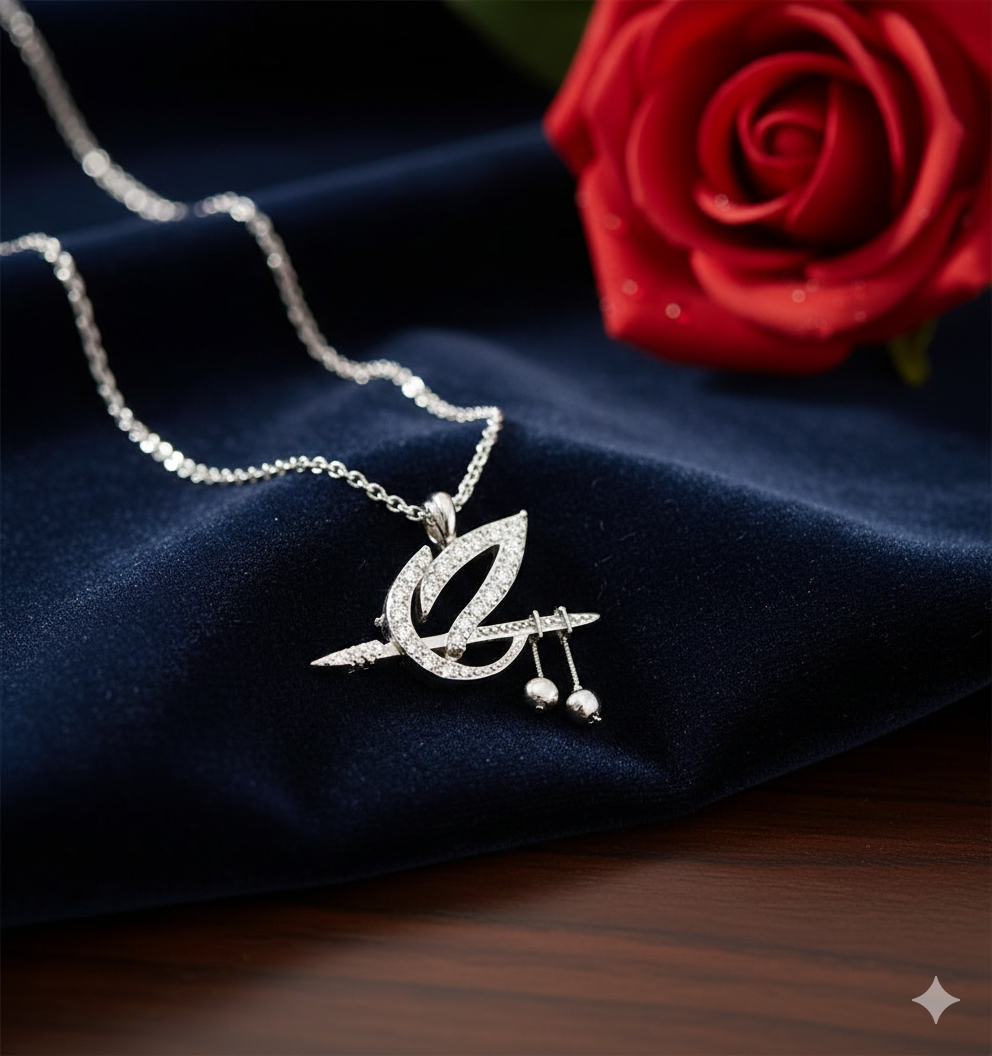 Divine 92.5 Sterling Silver Krishna Flute & Morpankh Pendant Necklace – Handcrafted Spiritual Jewelry for Women (4-5g)