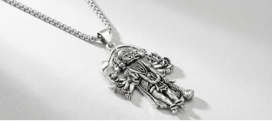 Silver Plated Panchmukhi Lord Hanuman  Pendant Necklace(~15 gm)