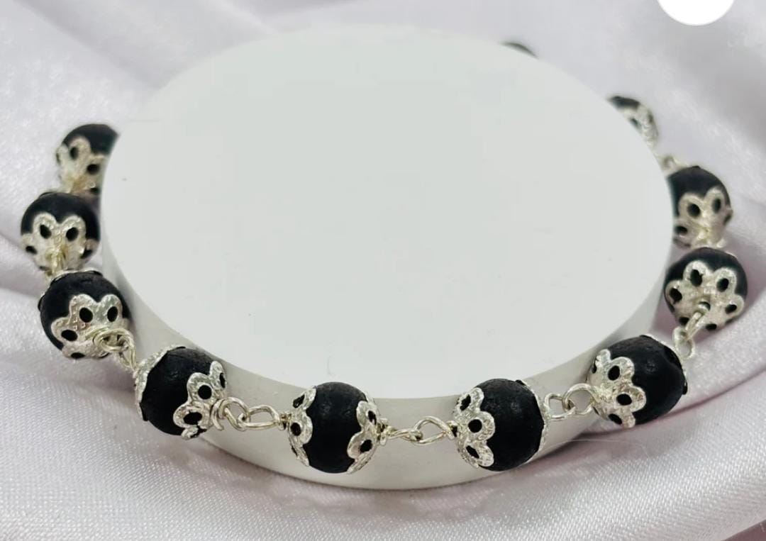 Matte Black Round Bead Bracelet(~5 gm)