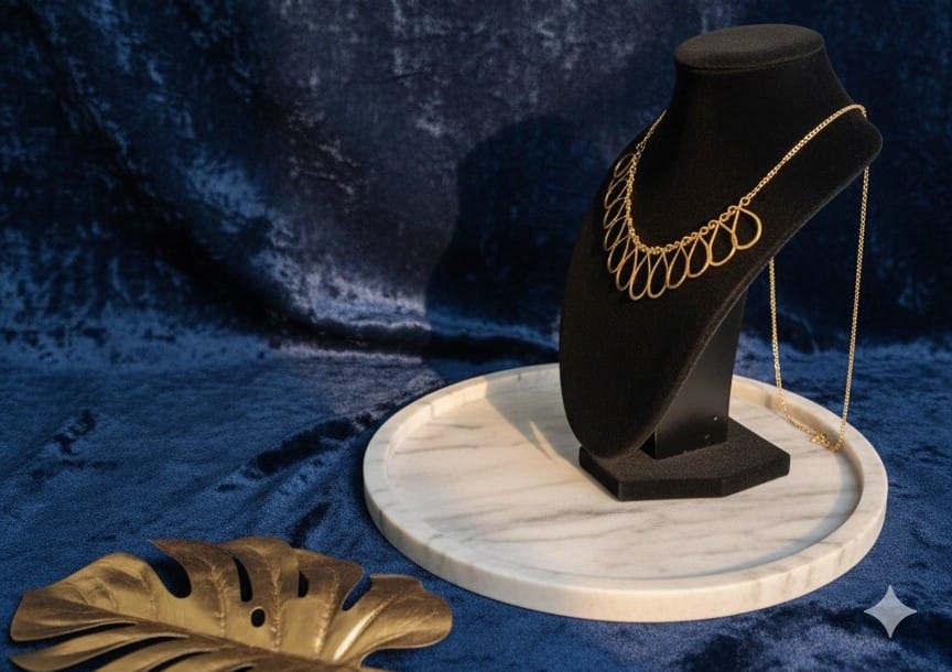 Elegant Gold Finish Teardrop Loop Necklace for Women | Minimal & Modern Statement Jewellery (Not Made of Precious Metal)