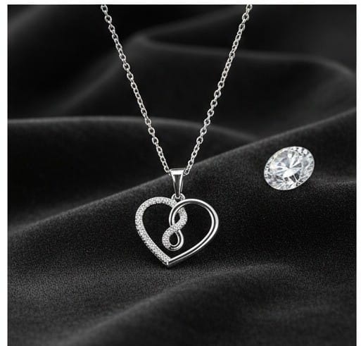 Sterling Silver Eternal Love Heart & Infinity Pendant Necklace