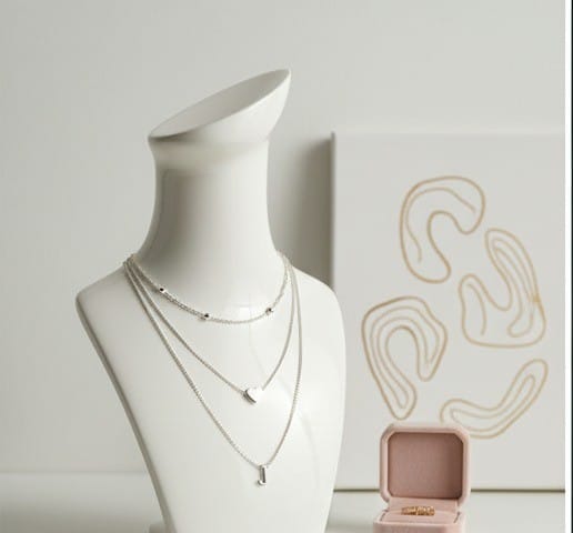 Sterling Silver Multi-Layer Heart Necklace - Personalized "J" Edition