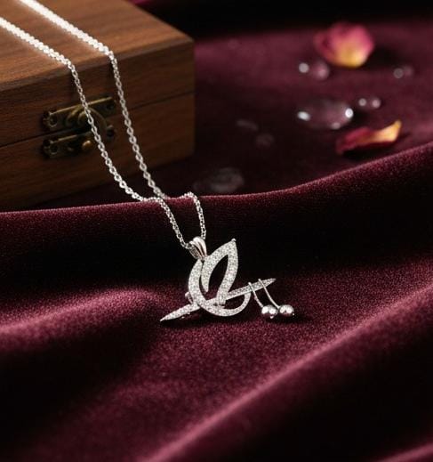 Divine 92.5 Sterling Silver Krishna Flute & Morpankh Pendant Necklace – Handcrafted Spiritual Jewelry for Women (4-5g)