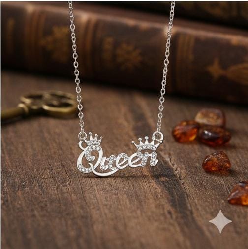 92.5 Sterling Silver Queen Crown Necklace - 5g Lightweight Premium Jewelry for Her