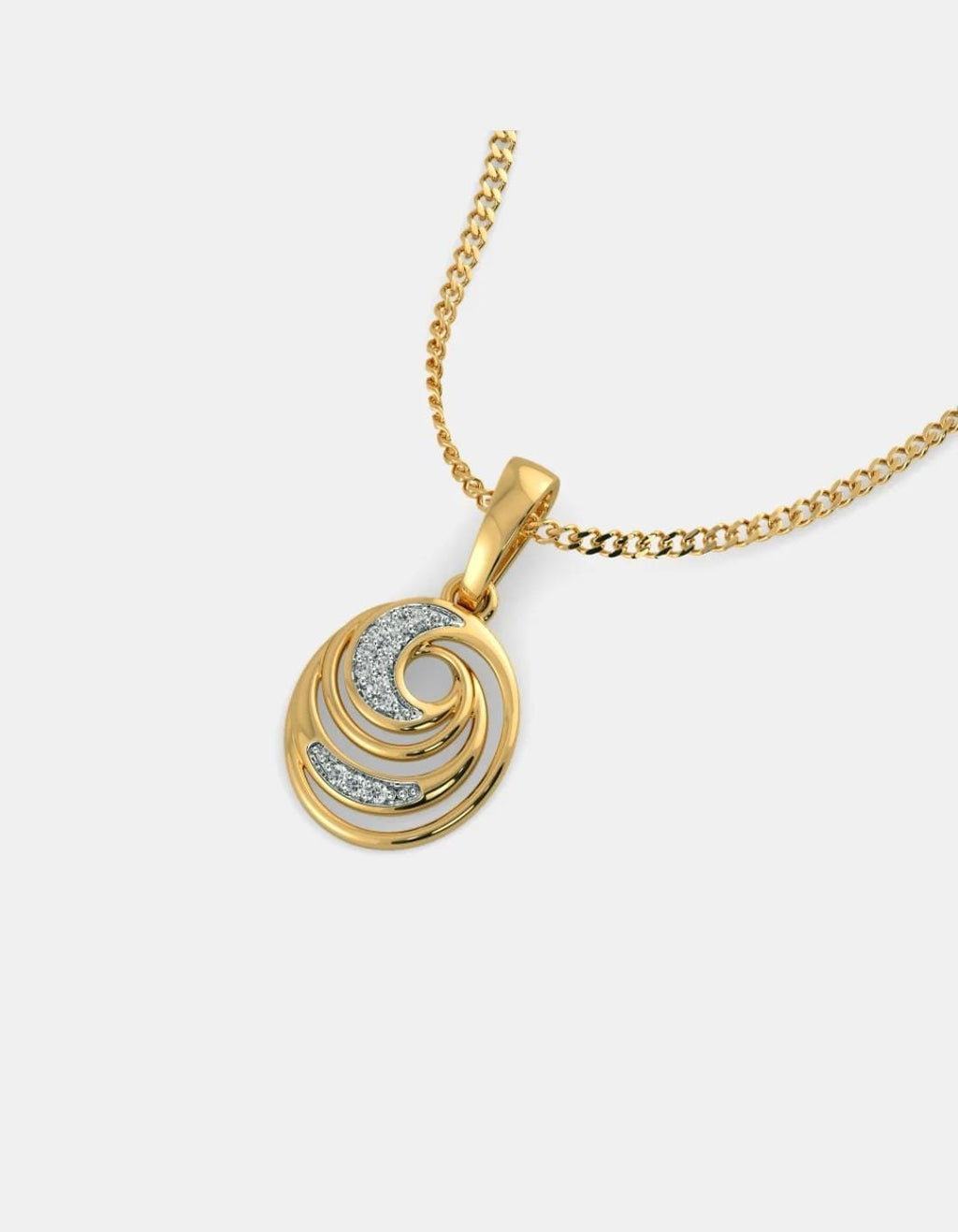 Artisan Swirl Diamond Pendant – 14Kt Solid Gold
