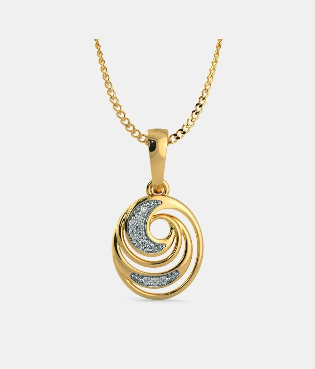 Artisan Swirl Diamond Pendant – 14Kt Solid Gold