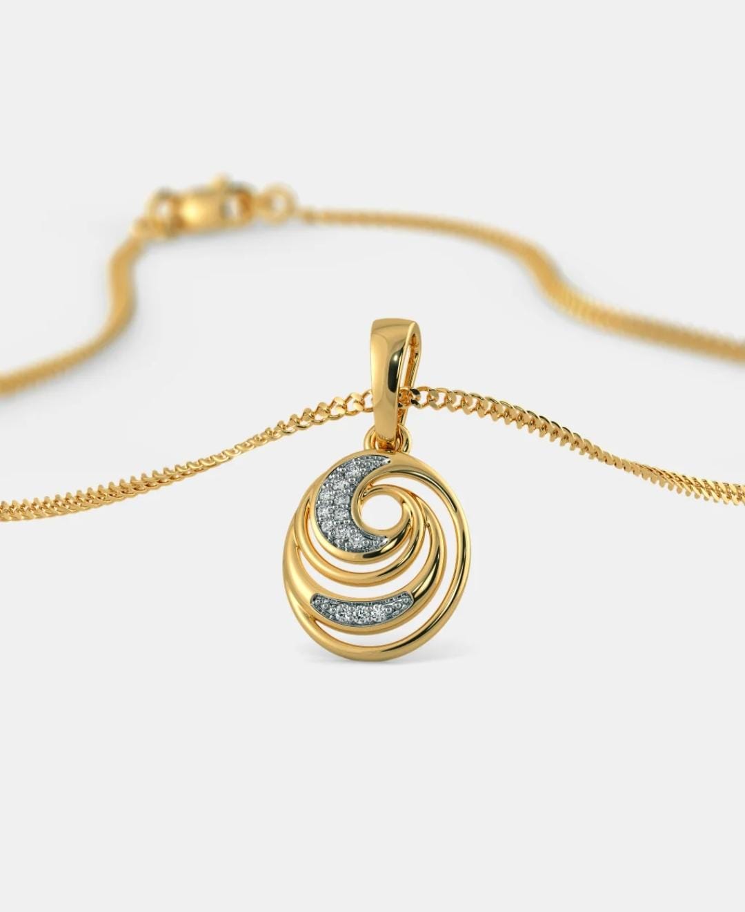 Artisan Swirl Diamond Pendant – 14Kt Solid Gold
